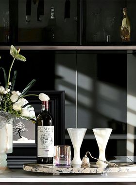 现代轻奢客厅桌面高档收纳酒具不规则托盘装饰摆件搭配组合