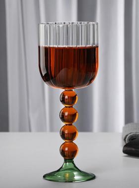 创意少女玻璃红酒杯手工吹制玻璃高脚杯饮水杯竖纹杯香槟杯果汁杯