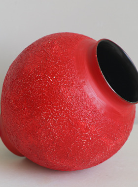 肌理大红色陶瓷花瓶新中式花瓶家居装饰摆件客厅茶室插花器