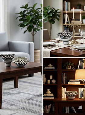 轻奢异形陶瓷花盆个性家居设计风蝴蝶兰花盆创意摆件花器流釉白