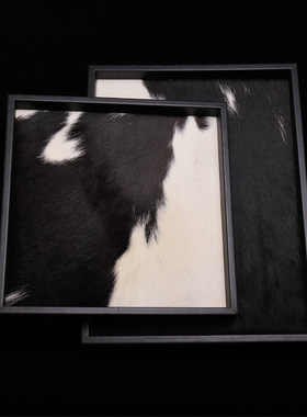 侘寂风高级感黑色皮革马毛托盘文玩首饰收纳盘家居艺术装饰盘