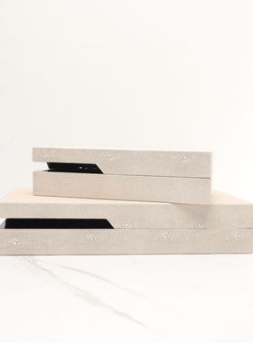 欧式白色收纳盒样板房办公室卧室书房饰品储物盒桌面玄关软装摆件