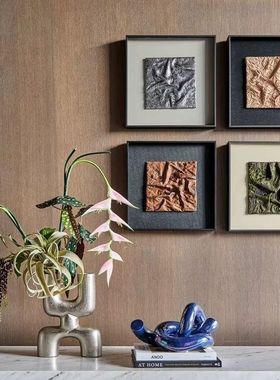 轻奢中式现代样板间展示柜陈列搭配装饰艺术皮革鎏金布艺挂画装饰