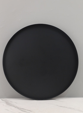 欧式轻奢黑色金属圆形香薰托盘收纳托盘装饰摆件电视柜家居装饰品