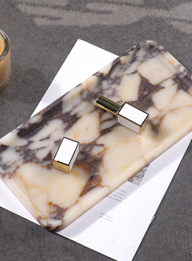 简约现代天然大理石托盘样板间浴室酒店洗漱台侘寂高档收纳盘摆件