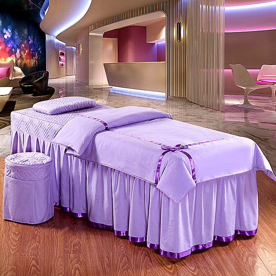 Beauty bed beauty salon special cover four-piece Nordic style massage therapy bed cover with hole shampoo bed bed cover massage