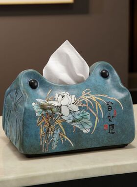 创意陶瓷纸巾盒餐巾盒家用客厅茶几装饰抽纸盒遥控器收纳盒高级感