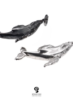 原创鲸鱼情侣纯银项链新奇手工