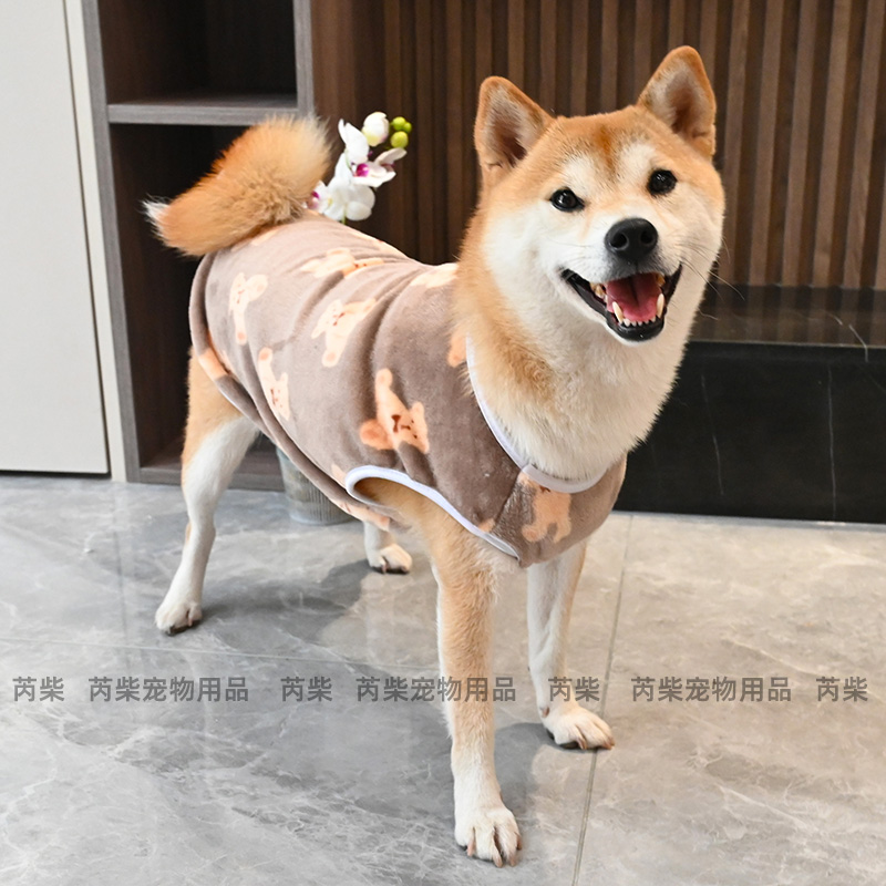 秋冬季珊瑚绒保暖加绒加厚宠物狗狗泰迪柯基柴犬衣服毛衣棉衣棉服 - 图1