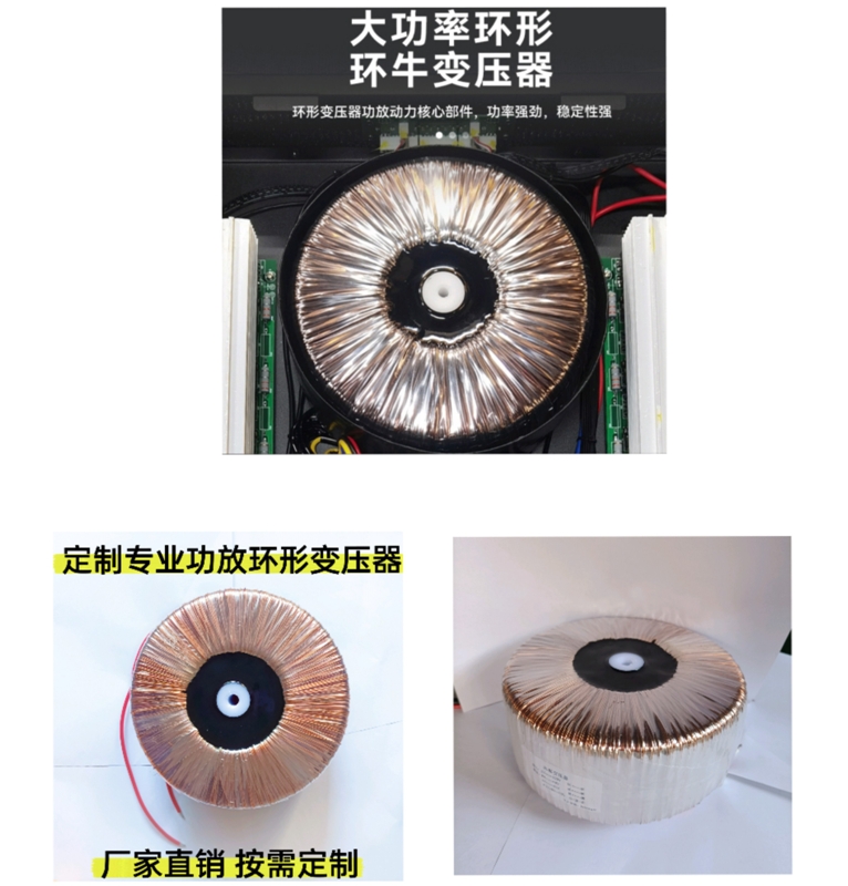 功放机环形纯铜变压器大功率环牛定制电源变压器220V转36V48V60V - 图0