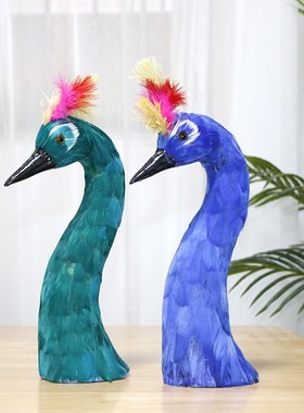 仿真羽毛孔雀头婚宴餐桌摆件