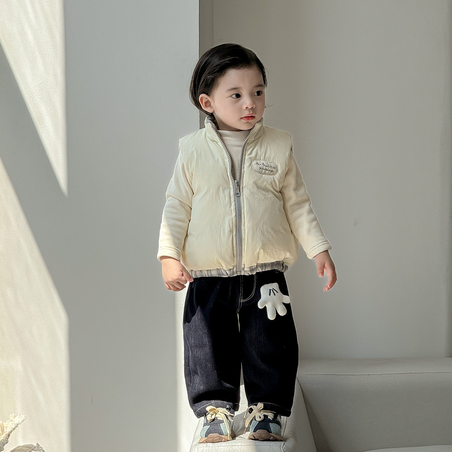 三折专区2025秋冬新款婴幼儿双面穿马甲套装宝宝外套打底牛仔裤,淘宝优惠券,粉丝福利购,淘宝优惠卷