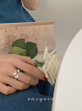 韩国蝴蝶做旧ins潮风开口戒指
