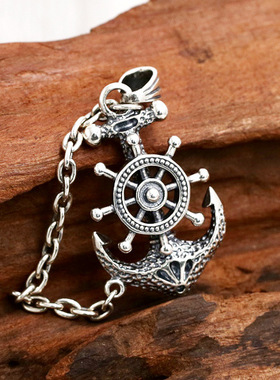 复古朋克风船锚毛衣链吊坠特价