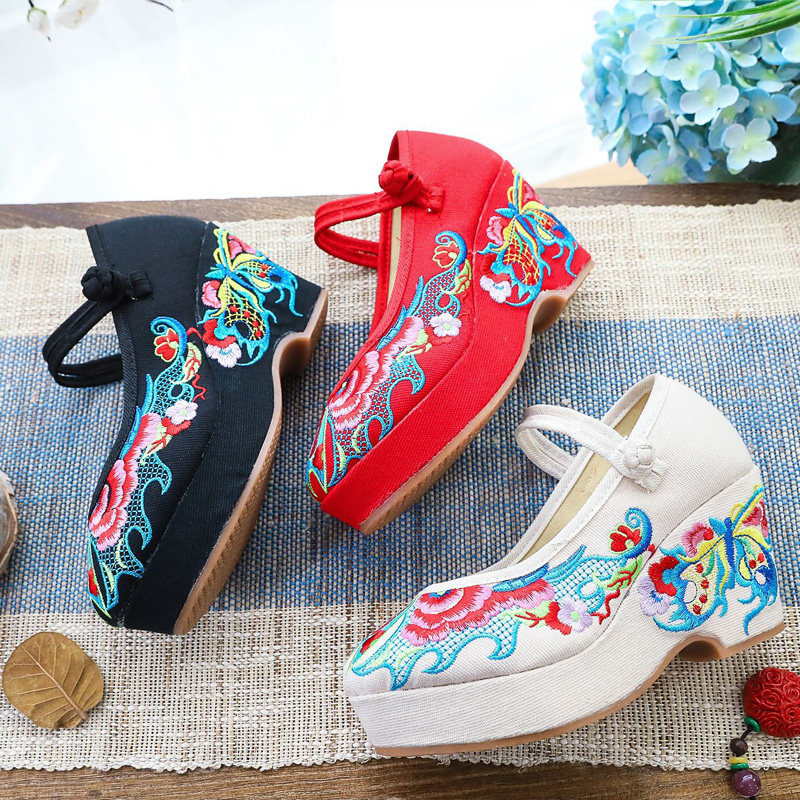 老北京布鞋女内增高坡跟秀禾高跟民族风复古绣花单鞋汉服新娘婚鞋,淘宝优惠券,粉丝福利购,淘宝优惠卷