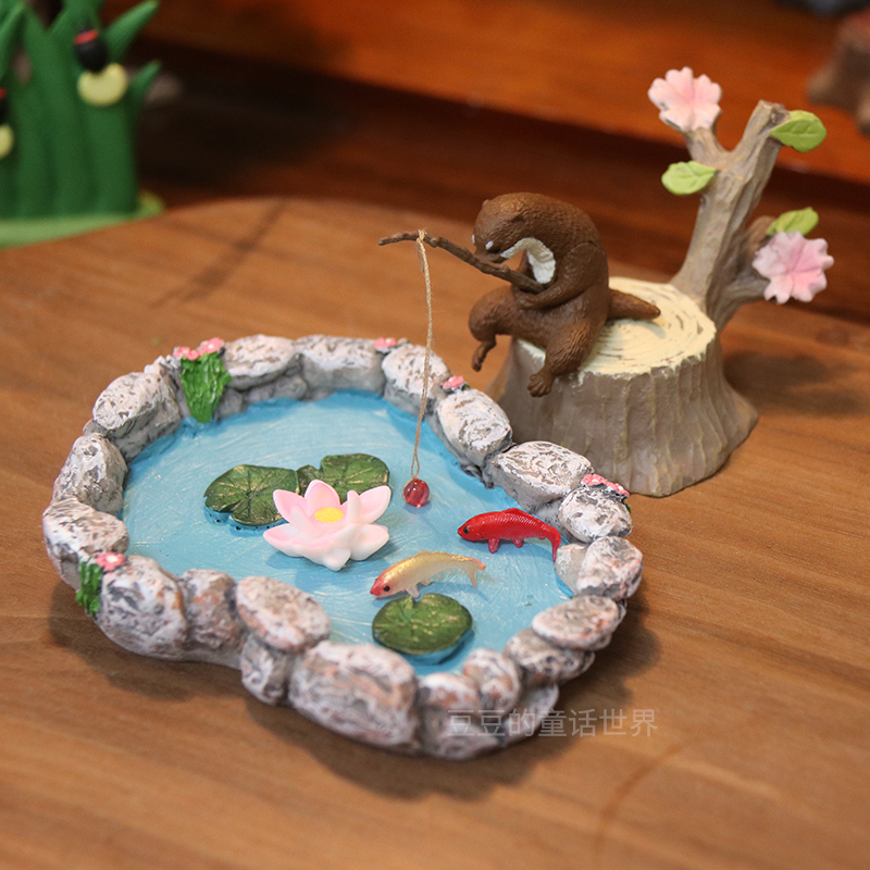 微景观荷叶池塘模型树脂摆件造景装饰青蛙蝌蚪小鱼园艺花盆装饰 - 图2