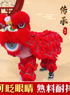儿童塑料舞狮醒狮6寸9寸单人蓝色可眨眼双人运动会红色2-13岁全套