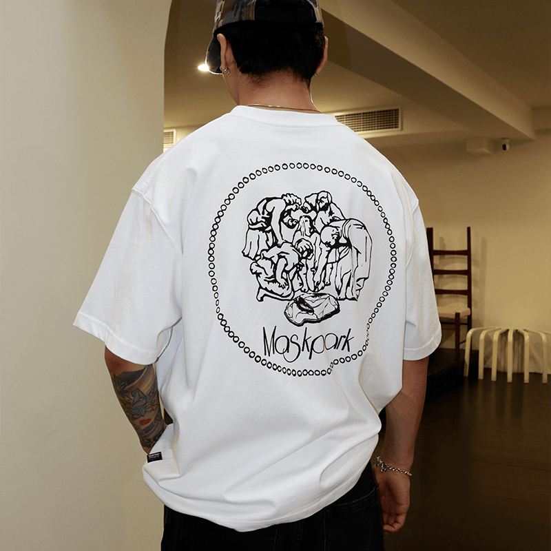 MASKPARK原创国潮牌T恤考古系列奢潮美式街头宽松短袖高级简约Tee - 图0