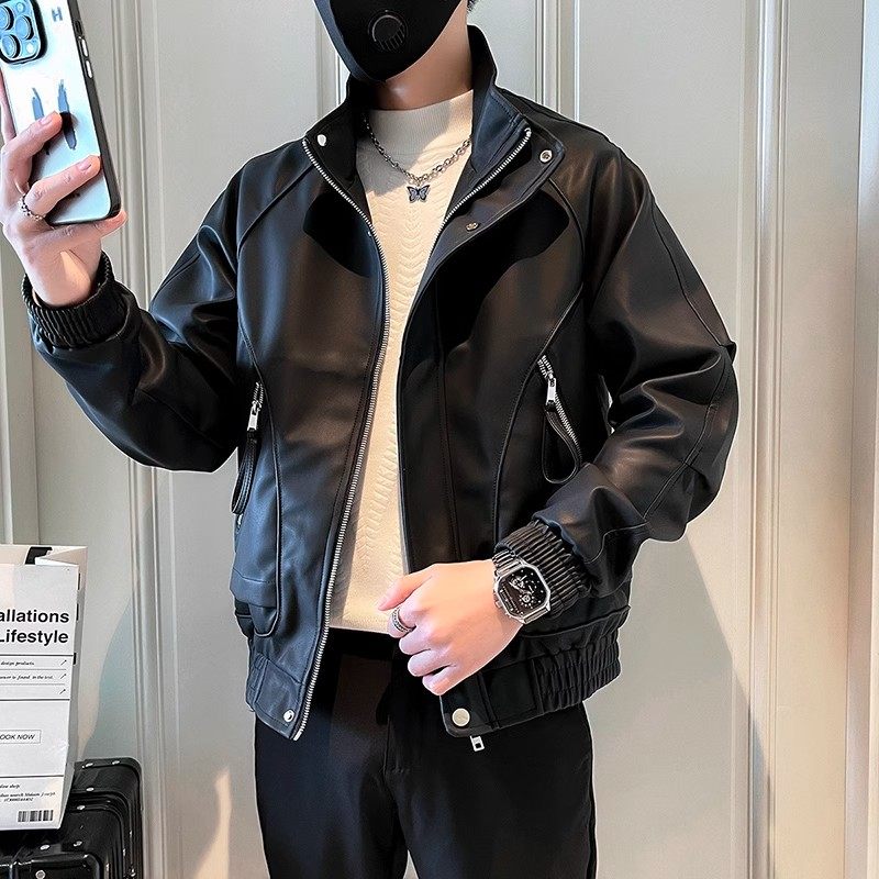 高级感痞帅皮衣秋冬款潮牌工装皮夹克2025新款时尚男皮衣机车外套,淘宝优惠券,粉丝福利购,淘宝优惠卷