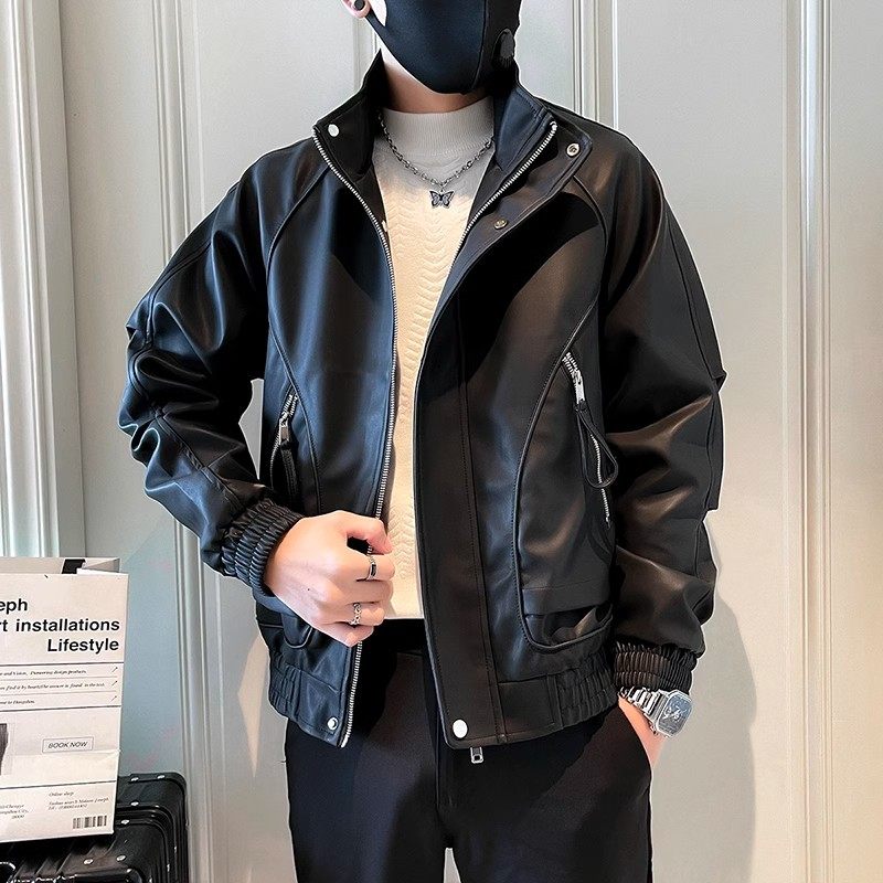 高级感痞帅皮衣秋冬款潮牌工装皮夹克2025新款时尚男皮衣机车外套,淘宝优惠券,粉丝福利购,淘宝优惠卷