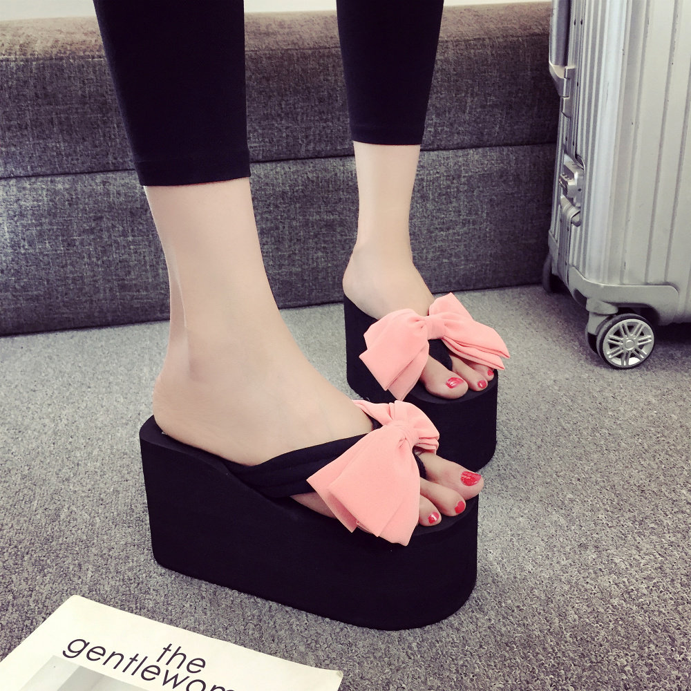 松糕厚底凉拖鞋蝴蝶结韩版2025夏季新款外穿时尚坡跟人字拖夹脚女,淘宝优惠券,粉丝福利购,淘宝优惠卷