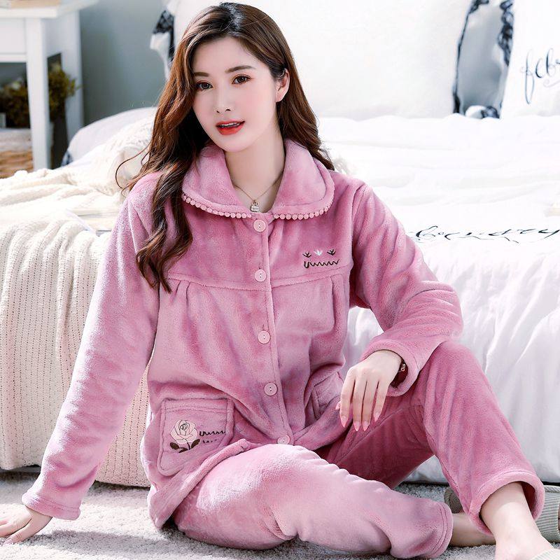 秋冬季加厚睡衣女士法兰绒妈妈长袖保暖套装珊瑚绒可爱卡通家居服,淘宝优惠券,粉丝福利购,淘宝优惠卷