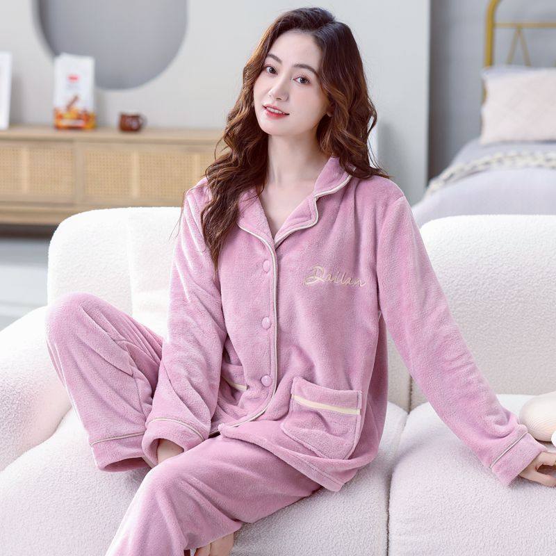 秋冬季女士加厚绒珊瑚绒睡衣妈妈保暖套装法兰绒大码中老年家居服,淘宝优惠券,粉丝福利购,淘宝优惠卷