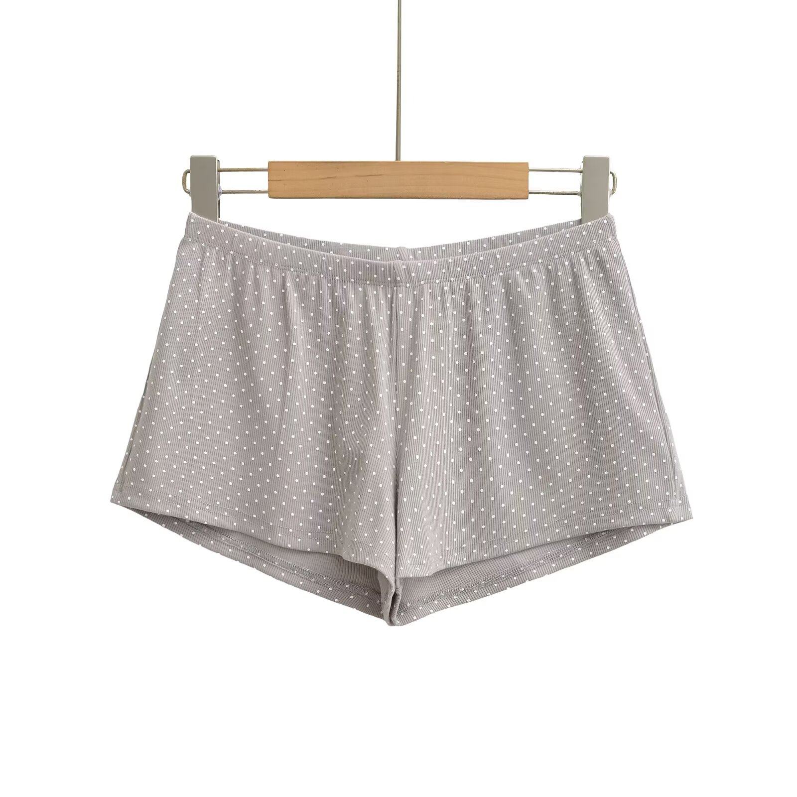 美式显瘦藏蓝色波点低腰短裤女夏季新款百搭松紧腰休闲居家裤热裤,淘宝优惠券,粉丝福利购,淘宝优惠卷