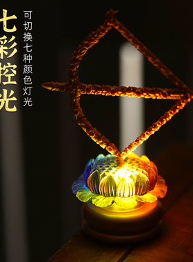 作明佛母花蔓弓箭莲花发光摆件