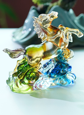 琉璃马到成功中式摆件