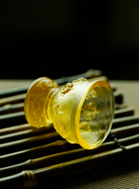 琉璃八吉祥供水杯圣水杯桌面摆件