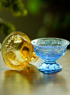 琉璃八吉祥八色供水杯桌面摆放