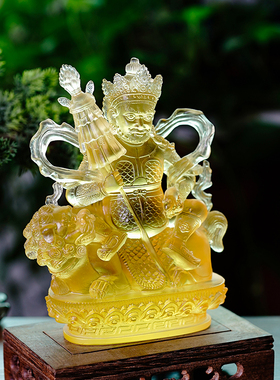 财宝天王像古法琉璃桌面摆件