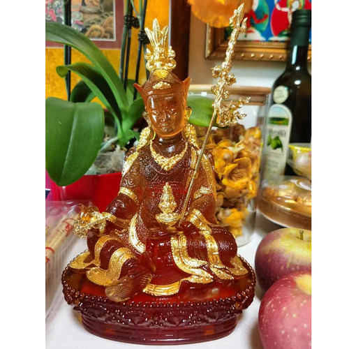 古法琉璃莲花生大士师佛像莲师贴真金身像礼佛家供奉工艺用品摆件 - 图2