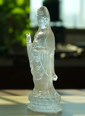 珍悦古法琉璃南海站立观音佛像