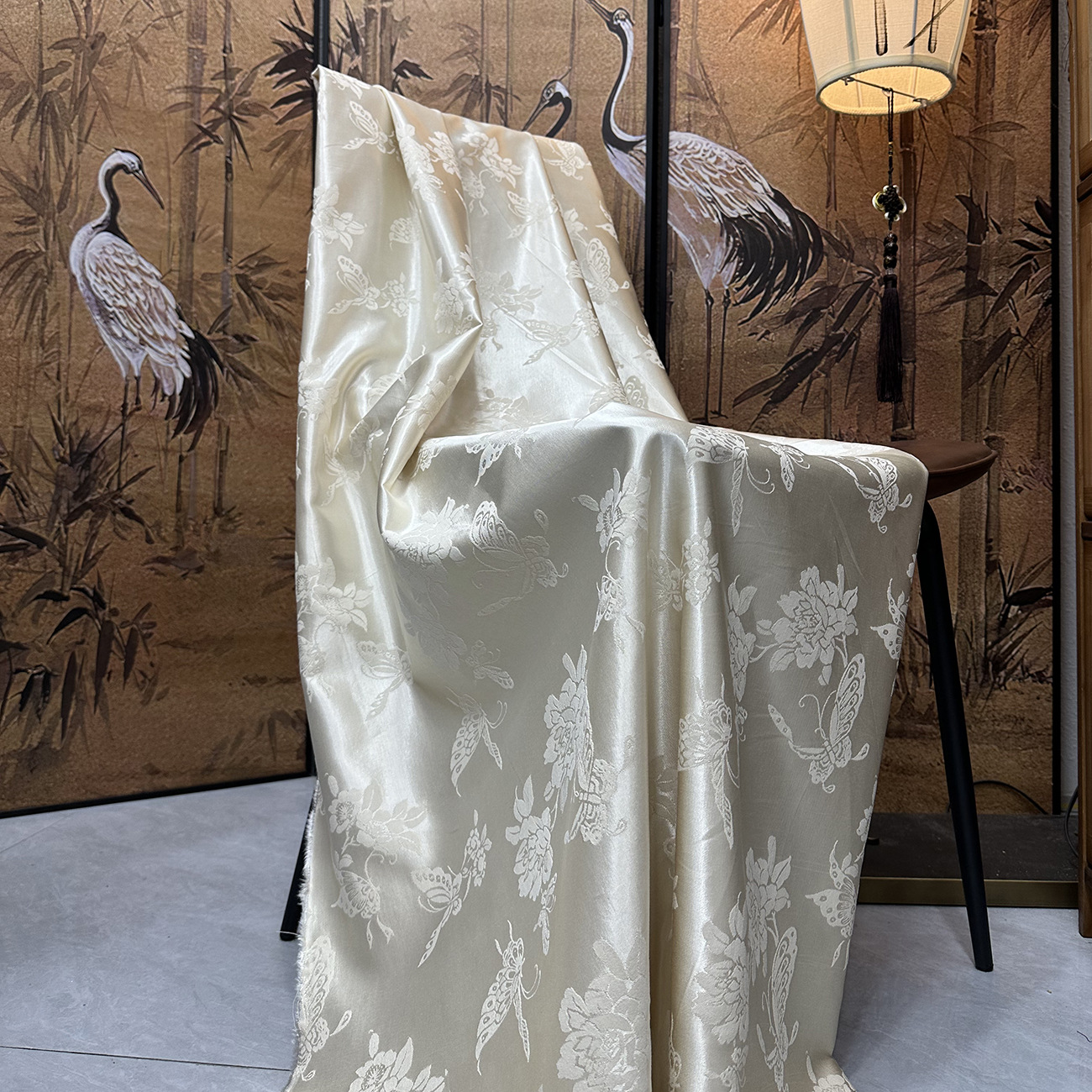 人丝棉蝶恋花提花服装面料 新中式马甲秋冬名族风外套棉服布料,淘宝优惠券,粉丝福利购,淘宝优惠卷