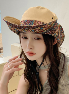 民族风渔夫帽女夏季海边出游