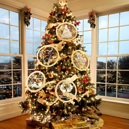 Новогодние украшения магазин торговый центр тема макет сцены прозрачная присоска лампа стеклянное окно новогоднее украшение кулон