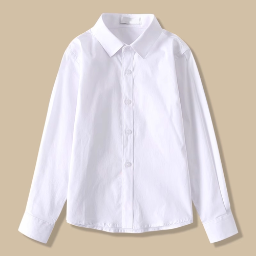 儿童白衬衫短袖纯棉男童女童寸衫班服白色衬衣夏季小学生长袖校服 - 图2