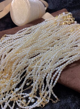 绝美超细迷你天然淡水珍珠手链女14k注金简约手饰2mm3mm小米粒