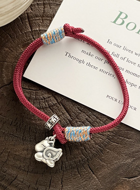 999足银小飞马红绳手链女简约新中式设计生肖本命年马年手绳手饰