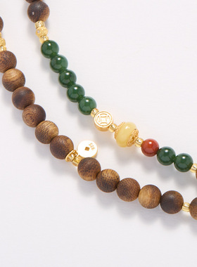 新中式和田玉沉香抱抱佛项链配饰女编织文玩串珠毛衣链玉石吊坠