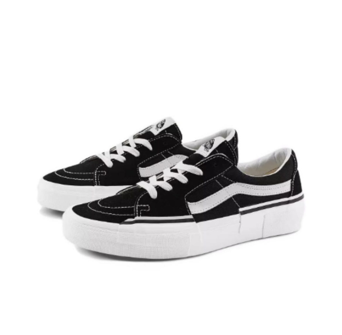 VANS/范斯官方正品男鞋 SK8-LOW 经典黑白解构休闲低帮板鞋 - 图0