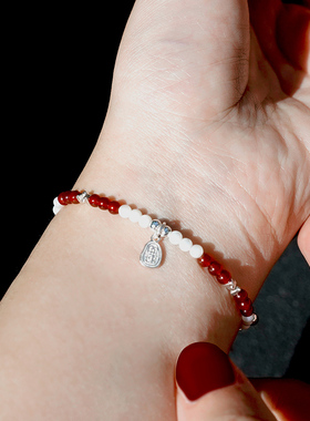 显白锦鲤铃铛串珠手链朱砂新中式