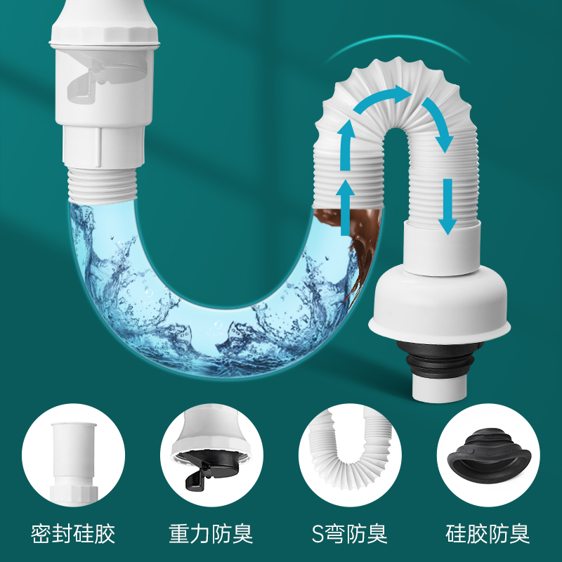 洗脸盆下水道防臭下水管洗手池台盆器面盆软管排水配件漏水塞管子 - 图1