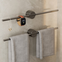 Bathroom Hair Towel Rack Free From Punching Toilet Space Aluminum Towel Rod Extremely Minimalist Light Lavish Single Rod Hang Towel Rack Sublance Gray