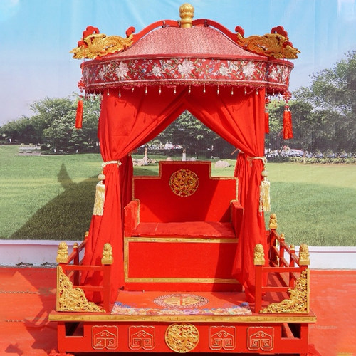 八抬大轿圆顶汉婚步撵中式婚礼明制凤撵可拆卸十六抬花轿结婚用品 - 图2