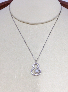 诸暨天然淡水珍珠吊坠好运葫芦生财S925纯银福禄珍珠项链锁骨链