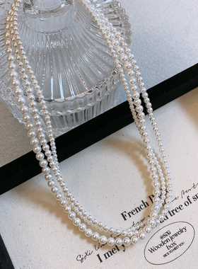 s925纯银珍珠项链女高级感轻奢小众秋冬baby小米珠锁骨链颈链饰品