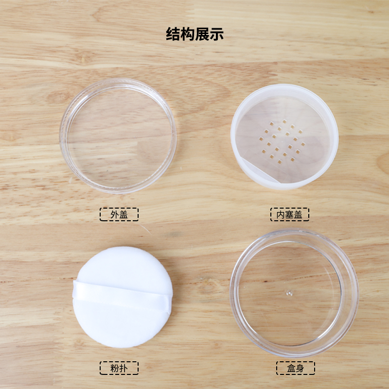 塑料散粉盒子 化妆品收纳定妆爽身粉分装盒蜜粉空盒子含粉扑 - 图2